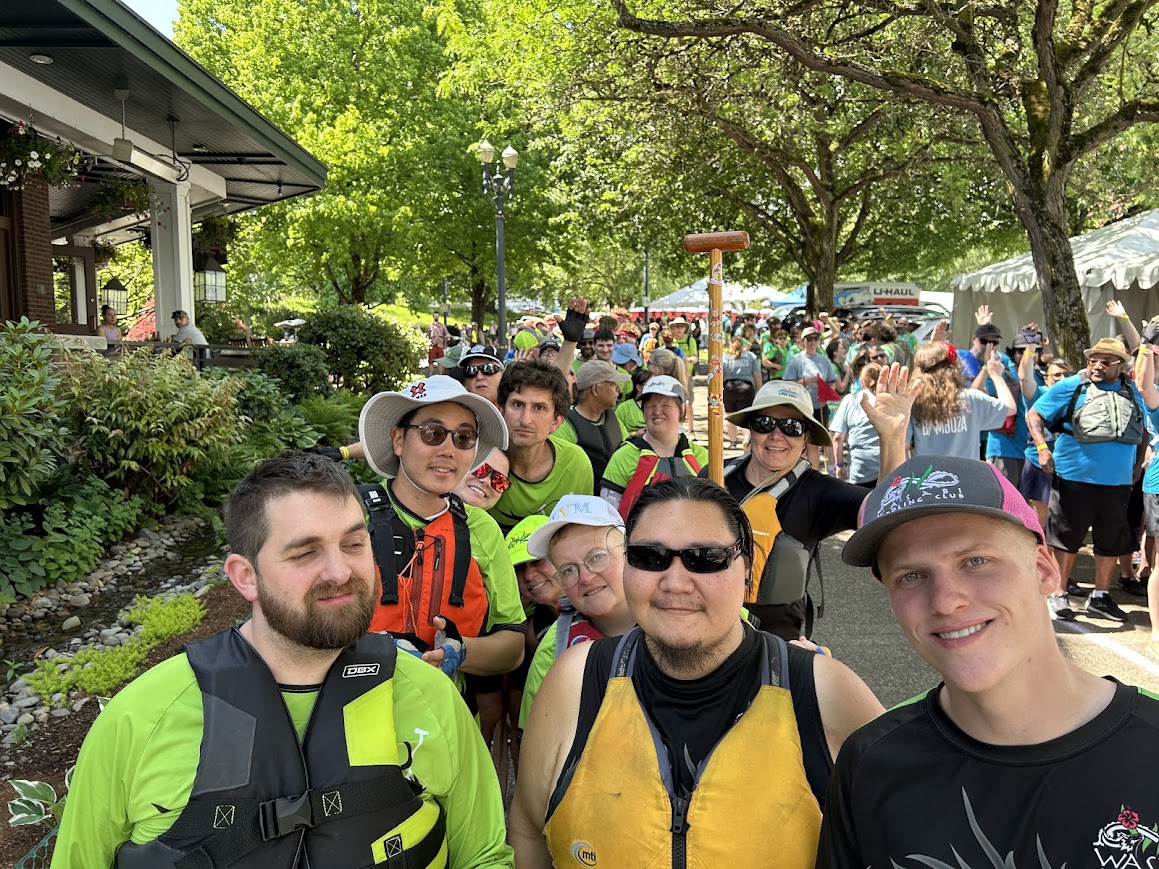Dragon Boat Team at marshalling point before race.