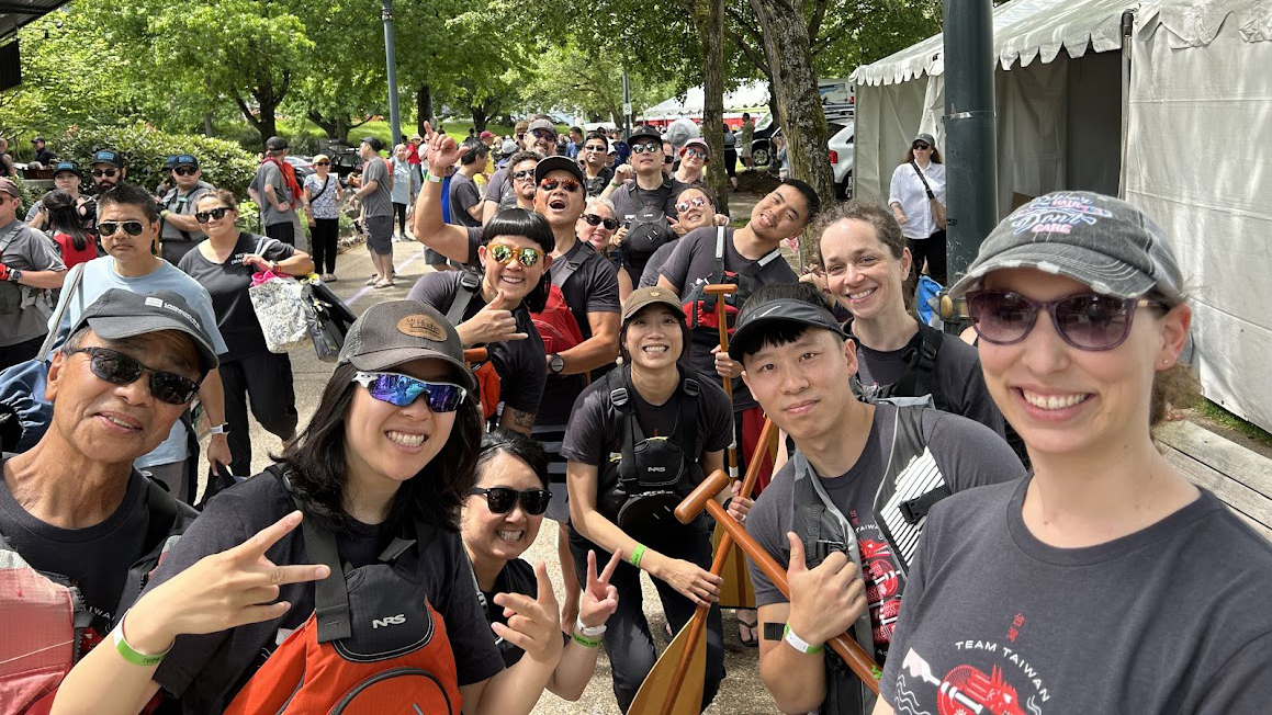 Dragon Boat Team at Marshalling Before a Race.