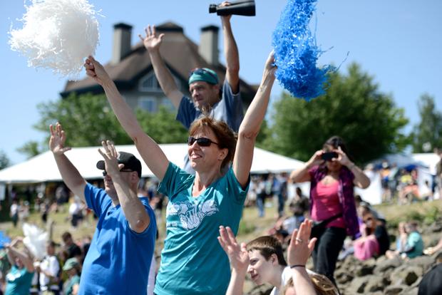 Portland Rose Festival Dragon Boat Race Spectators Celebrating. Learn How to Participate, and why.